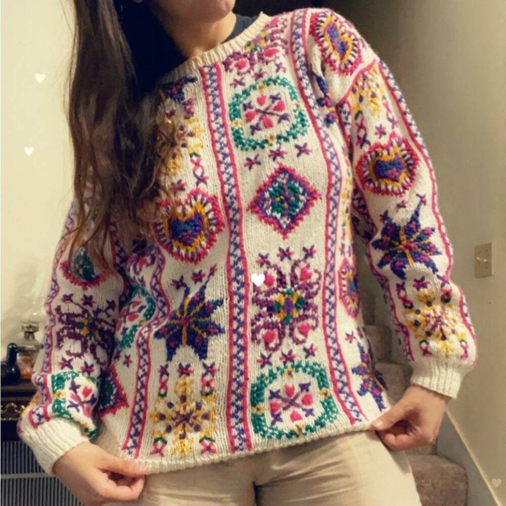 80s hand knit sweater